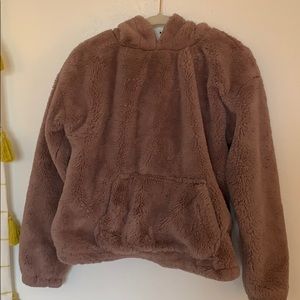 fuzzy mauve hoodie
